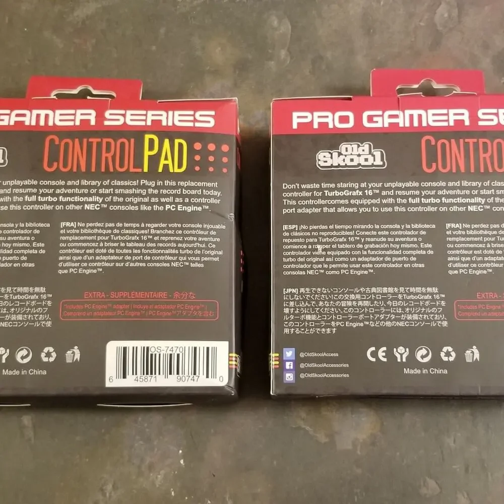 2 Turbografx-16 / Turbo Duo Control Pads (NEW) - NEC - PC-Engine - Old Skool